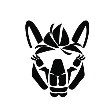 Llama head logo, animal image from simple shapes and lines, cute pet  vector illustration for design and creativity