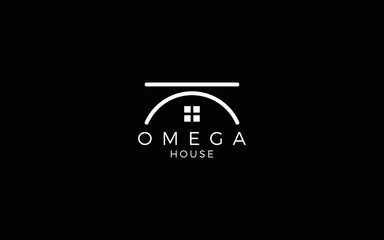 House logo formed omega symbol with simple line - obrazy, fototapety, plakaty