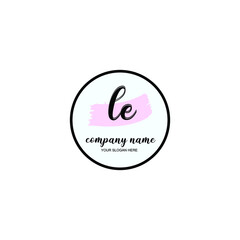 LE Initial handwriting logo template vector