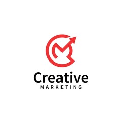 letter c m and curva  logo creative marketing vector logo template