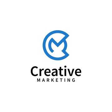 letter c m and curva  logo creative marketing vector logo template