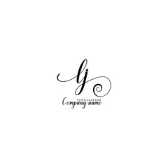 LJ Initial handwriting logo template vector
