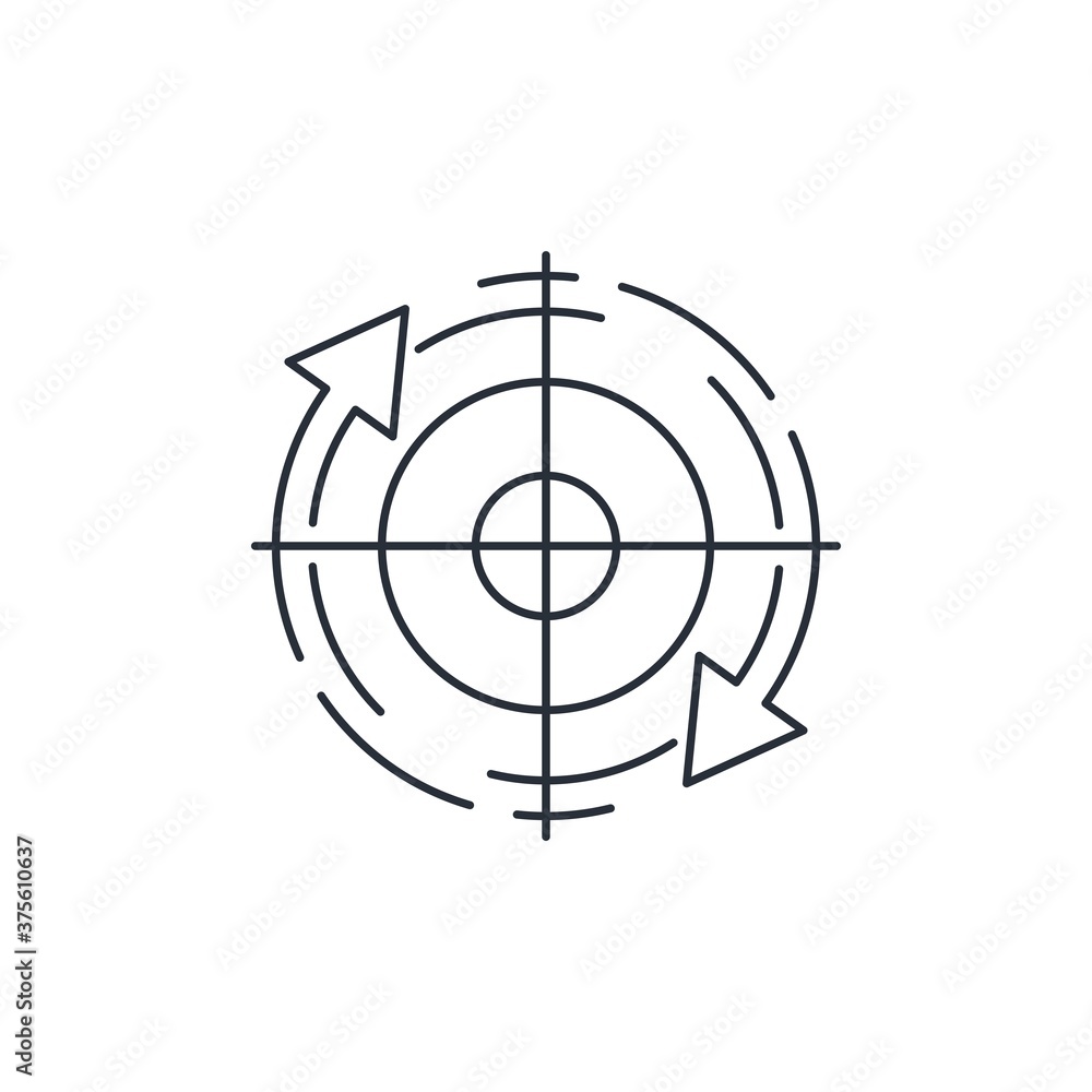 Poster a moving target. vector linear icon isolated on white background.