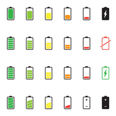 Battery charge vector icons set