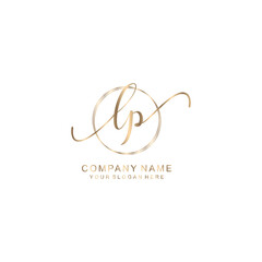 LP Initial handwriting logo template vector

