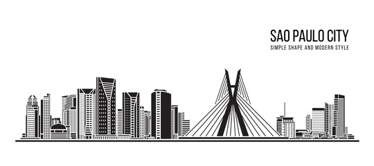 Fototapeta premium Cityscape Building Abstract shape and modern style art Vector design - Sao paulo city (brazil)