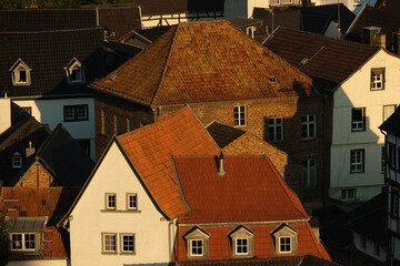 a view of historic town in the evening light. Bad Muenstereifel, Germany

