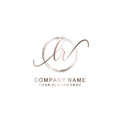 LR Initial handwriting logo template vector
