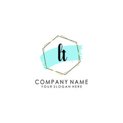 LT Initial handwriting logo template vector
