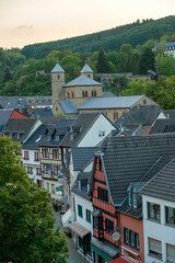 a view of historic town in the evening light. Bad Muenstereifel, Germany


