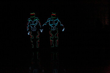 neon robot dance show