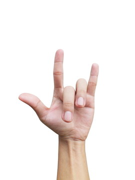 hand gesture- pointing up,(Love hand sign,I love you) isolated on white background.