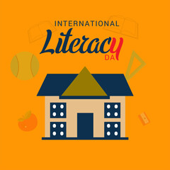 Fototapeta premium Vector illustration of a Background for International Literacy Day.