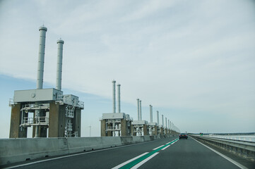 Obraz premium water power plant on the river