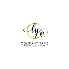 LY Initial handwriting logo template vector
