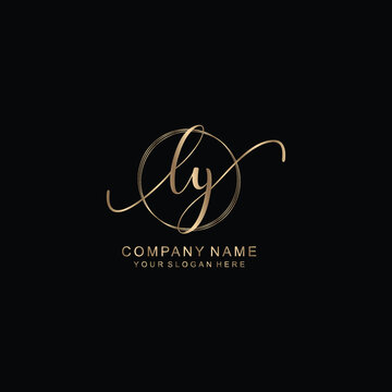 LY Initial handwriting logo template vector
