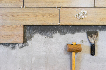 Laying Ceramic Tiles. preparation for laying  floor tile.