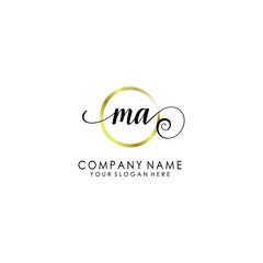 MA Initial handwriting logo template vector

