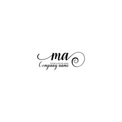 MA Initial handwriting logo template vector


