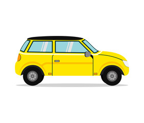 Yellow Car. Business sedan isolated. Vehicle branding mockup.