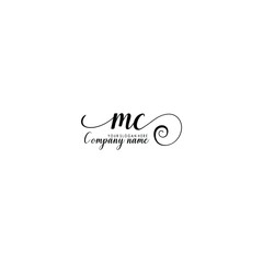 MC Initial handwriting logo template vector

