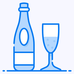 
design of champagne icon, drink bottle with glass 
