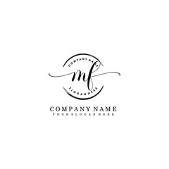 MF Initial handwriting logo template vector