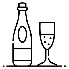 
design of champagne icon, drink bottle with glass 
