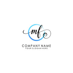 MF Initial handwriting logo template vector