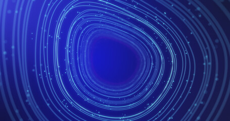 Abstract Wormhole Shape With Particles Around Through Time And Space. 3D Illustration Render. Abstract Background Render