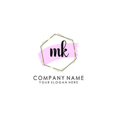 MK Initial handwriting logo template vector