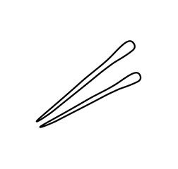 Vector chopsticks with a black line.Simple food and cooking illustration in doodle style on a white isolated background hand drawn.Design for social networks,web,advertising,banners,menus,recipes.
