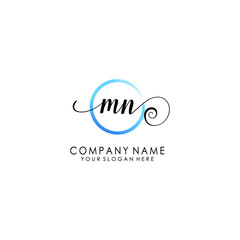 MN Initial handwriting logo template vector