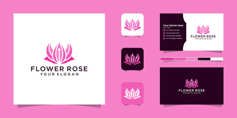Lotus flower line art style logo design. yoga center, spa, beauty salon luxury logo. logo design, icon and business card