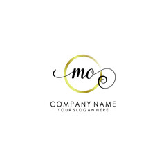 MO Initial handwriting logo template vector