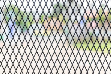Fototapeta premium Iron wire fence. Fence grilles rust texture background. Fence Steel Background.