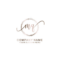 MQ Initial handwriting logo template vector