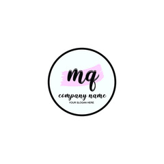 MQ Initial handwriting logo template vector