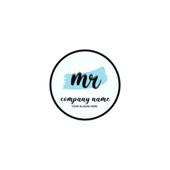 MR Initial handwriting logo template vector