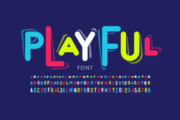 Fototapeta na wymiar Playful style font design, childish letters and numbers vector illustration