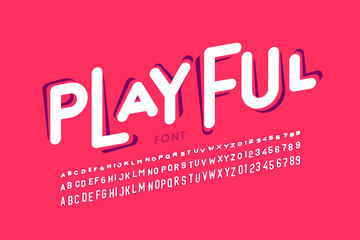Playful style font design, childish letters and numbers vector illustration
