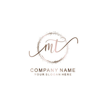 MT Initial handwriting logo template vector