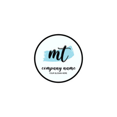 MT Initial handwriting logo template vector