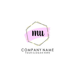 MU Initial handwriting logo template vector