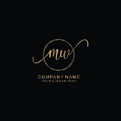 MW Initial handwriting logo template vector