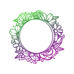 Round Border Rose Flower with Vintage Shape Design. Floral frame ornament vector style. Decoration Design Circle illustration.