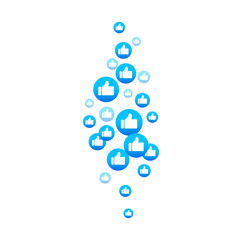 Flying likes icon. For live video. Social media. Vector on isolated white background. EPS 10