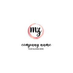 MZ Initial handwriting logo template vector