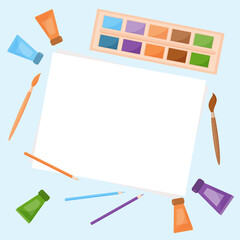 Art tools and materials for painting. Vector illustration.