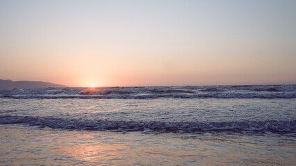 Fototapeta na wymiar scenery seascape in early morning with bright sunlight in sunrise